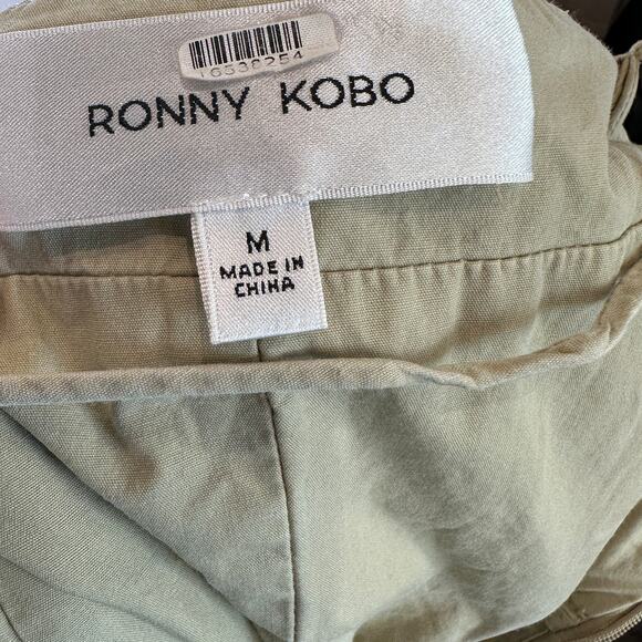 Ronny Kobo Beige Corset Midi Dress MEDIUM Cotton Cottage Sundress Designer $400 - Picture 14 of 15